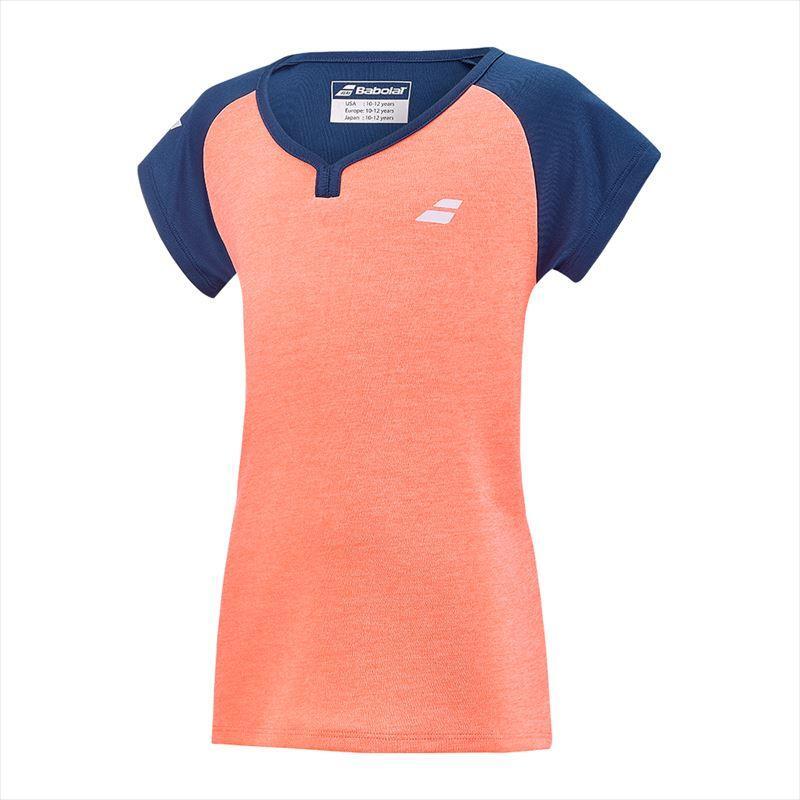 Babolat Girl's Play Cap Sleeve Tennis Tee - Estate Blue Youth Size 6-8, 100% Polyester