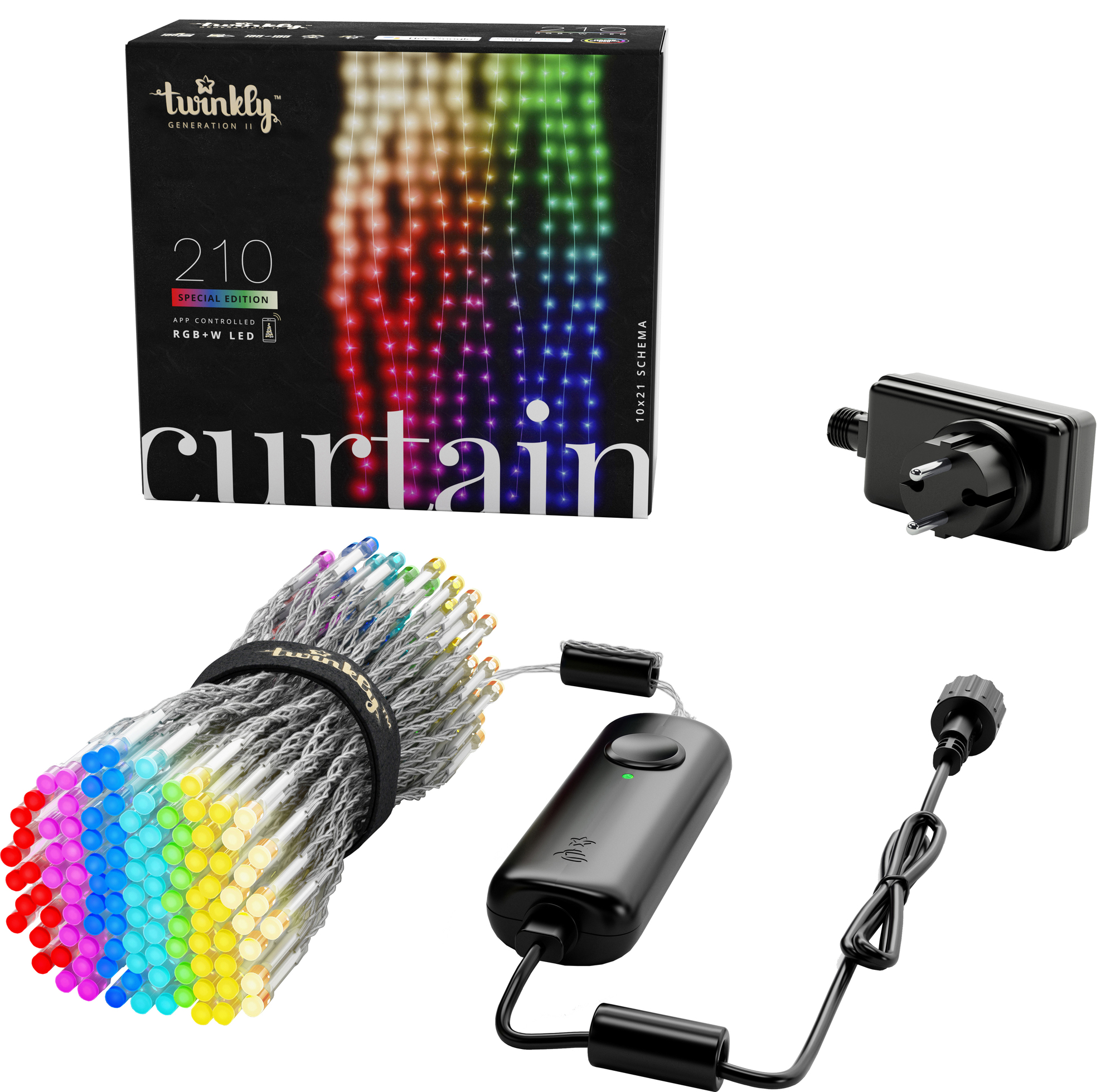 Twinkly RGB LED valoverho TWW210SPP-TEU - Gigantti verkkokauppa