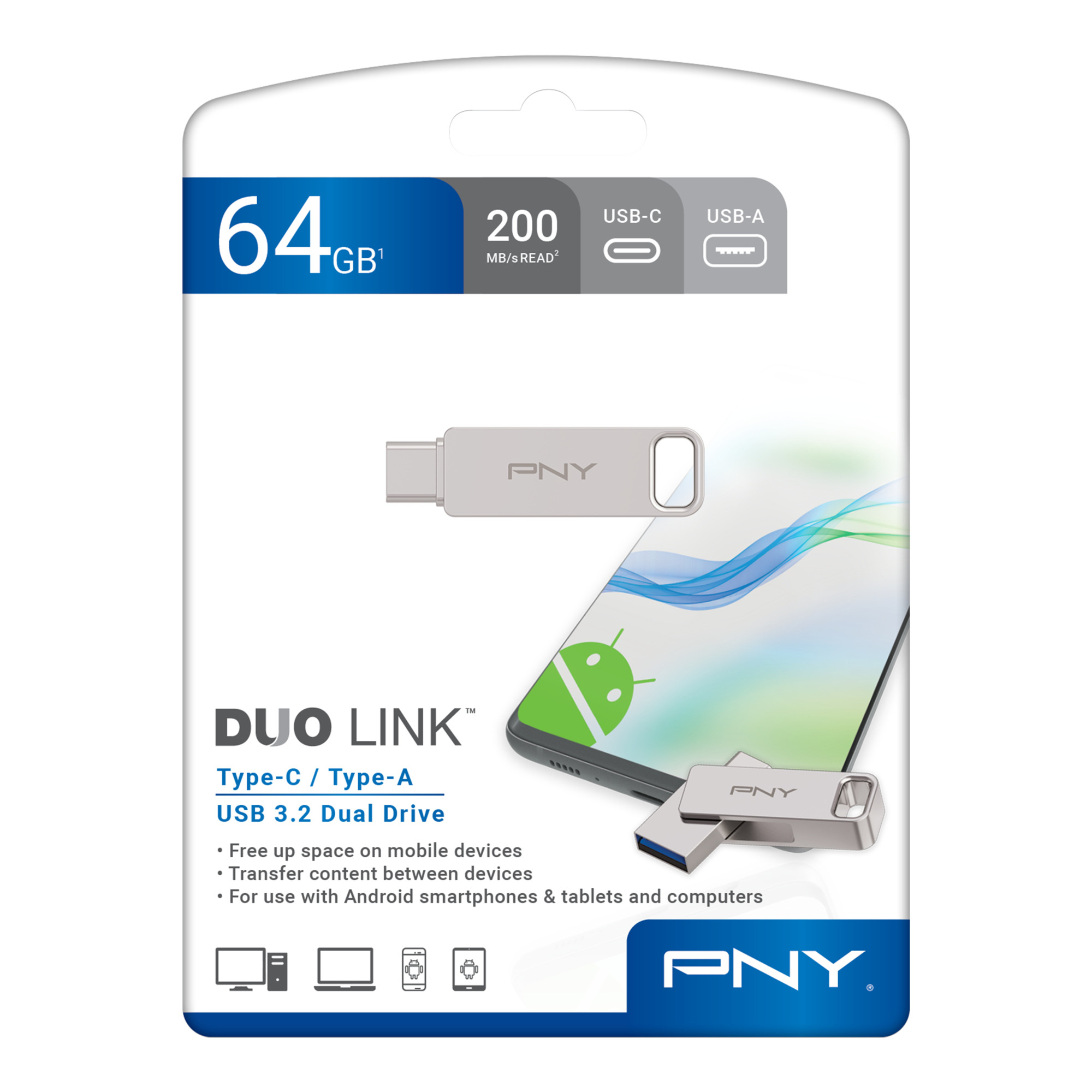 PNY 64GB DUO LINK USB 3.2 Type-C Dual Flash Drive - Elgiganten - Elgiganten