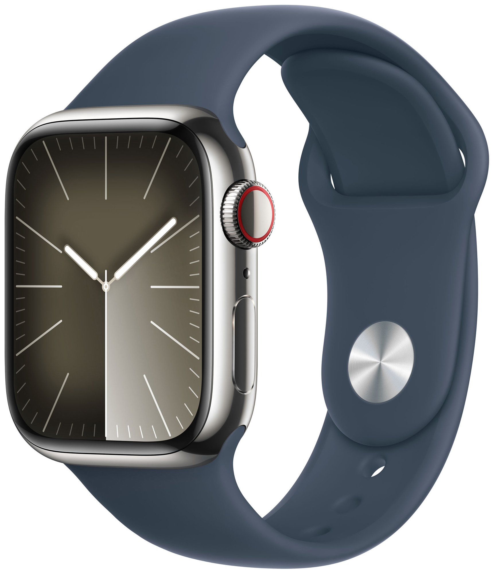 Apple Watch S9 45mm GPS+CEL (Silver SS/Storm Blue Sport Band) S/M ...