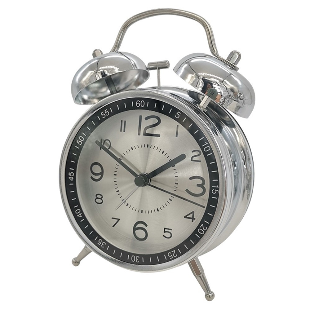 Retro Twin Bell Alarm Metal Shell Silent Clock med Lys | Elgiganten ...