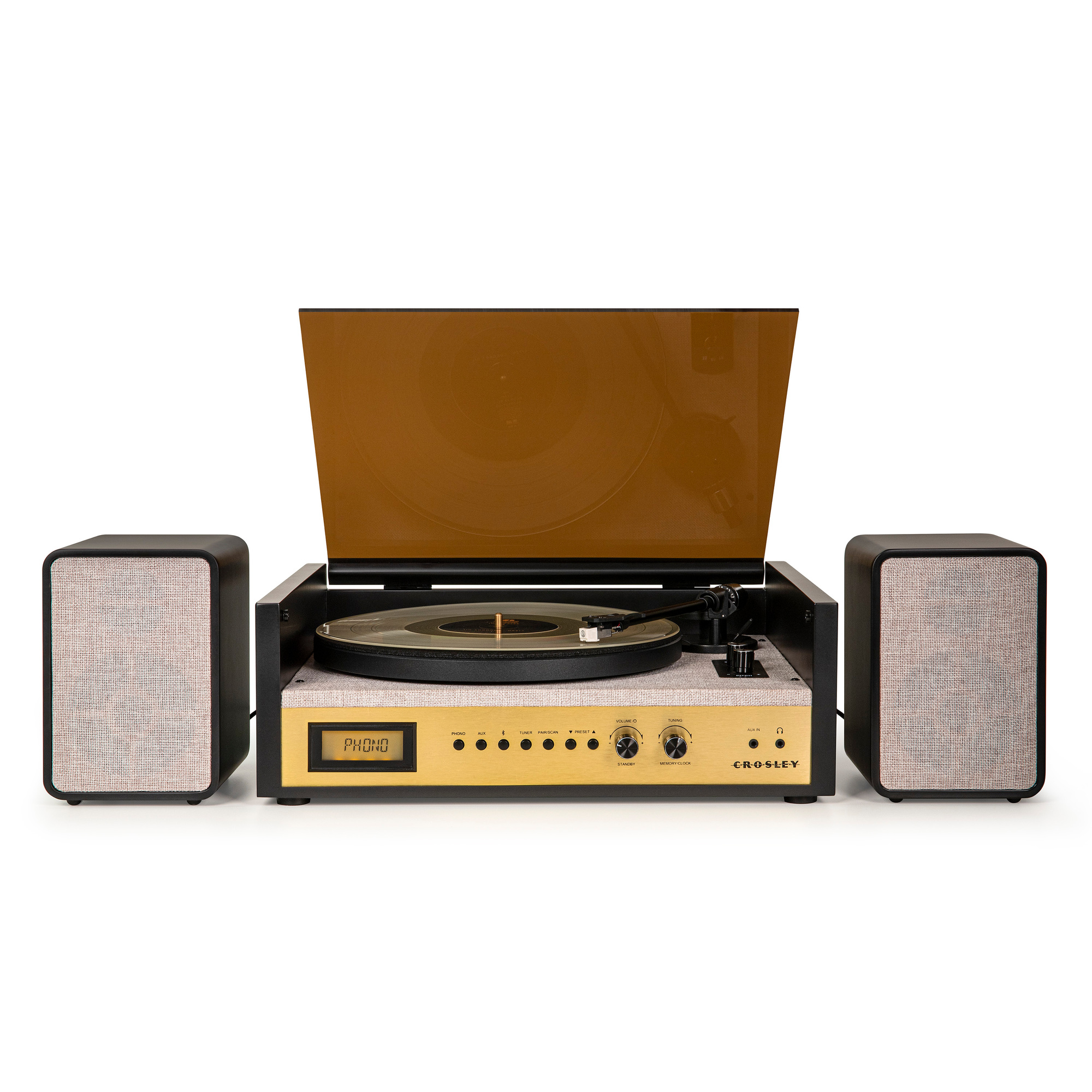 Crosley Coda levysoitin kaiuttimilla (musta) - Gigantti verkkokauppa