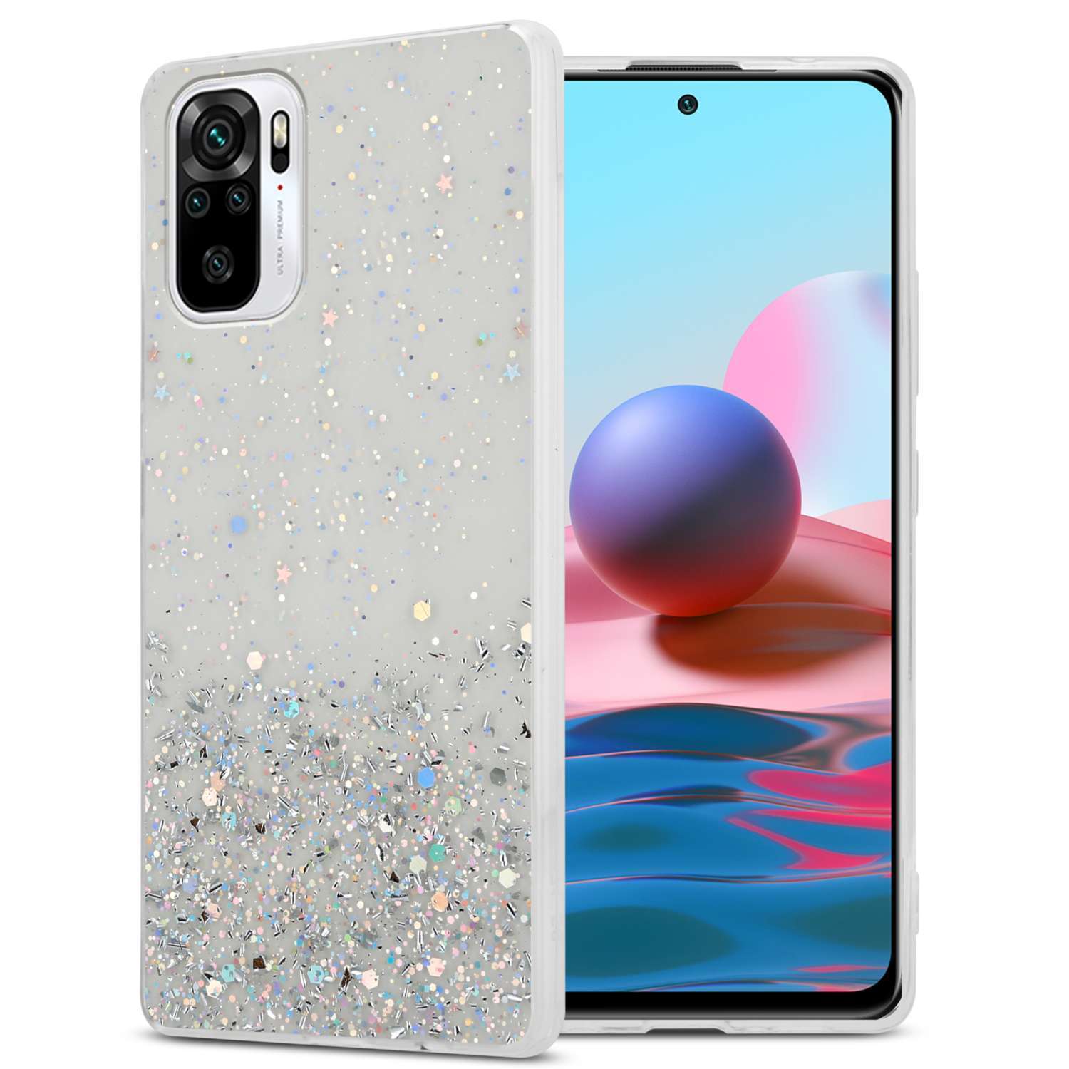 LINER Cover per Xiaomi Redmi Note 10 4G / Xiaomi Redmi Note 10S Cover, Ultra Sottile Custodia in TPU a Gradiente Colori, Trasparente Silicone Morbido Case Antiurto Cover, Viola/Blu