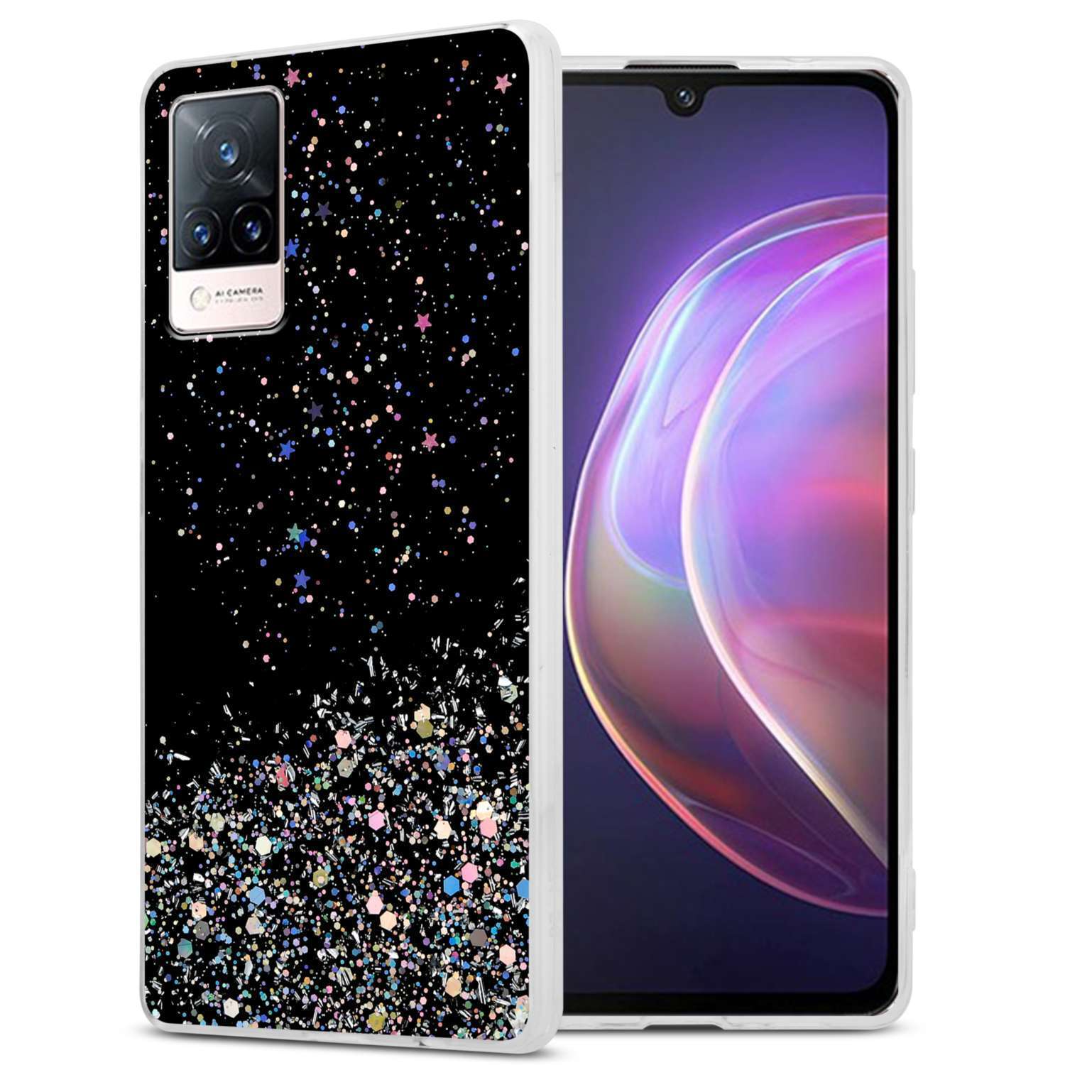 HONLEN Custodia per vivo V21 5G (6.44 Inches), Cover Morbida in Silicone TPU, Design del Telaio Galvanico - Blu navy