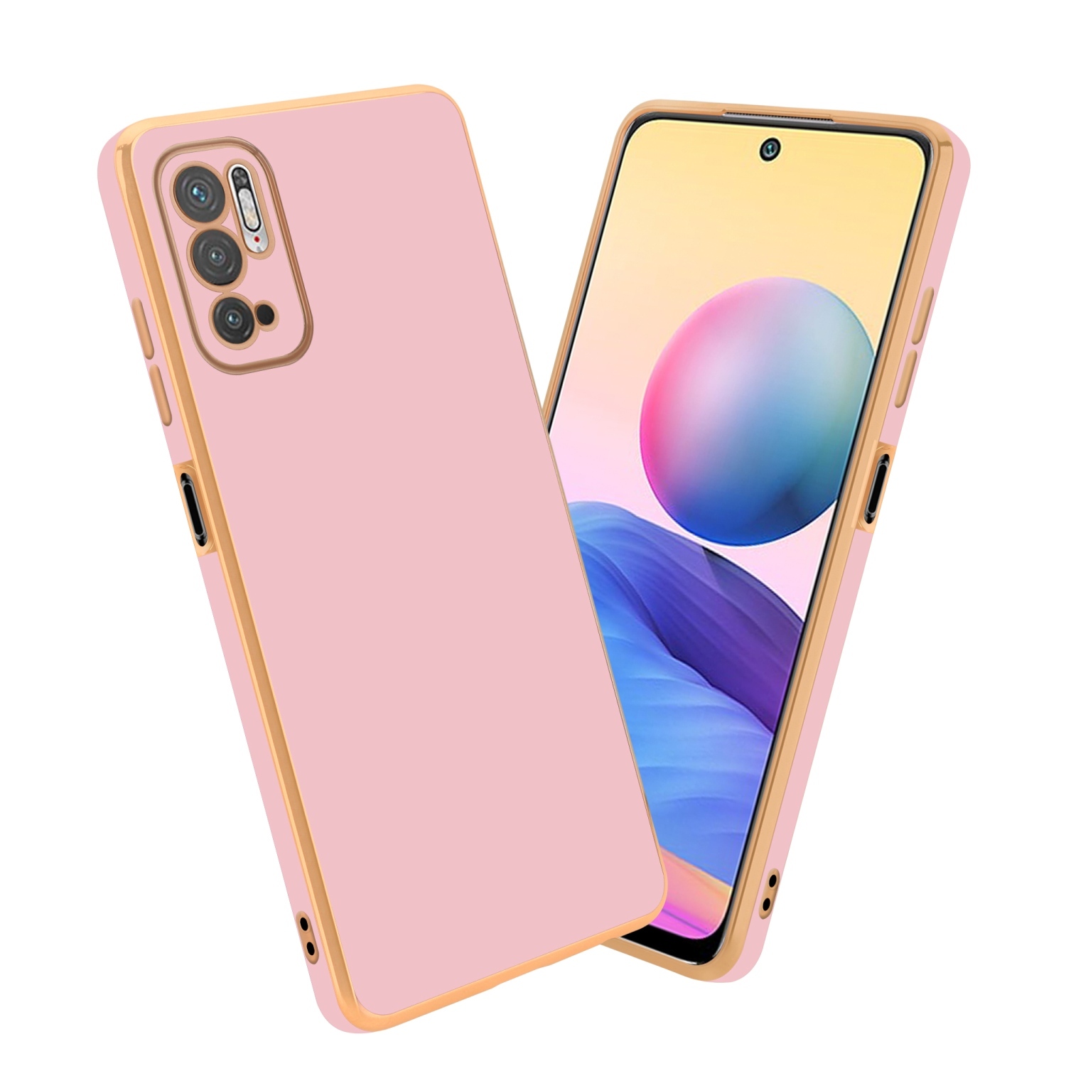 RankOne Custodia Portafoglio in Pelle per Redmi Note 13 5G (6.67 Inches), con Porta Carte Motivo Rosa Design Cover Folio Flip Case - Oro Rosa