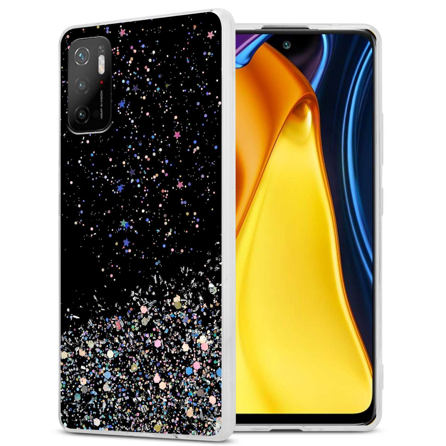 Leder Flip Case Für Xiaomi Redmi Note 10 5G / Poco M3 Pro – Magnetverschluss, Mit Standfunktion & Kartenfach, Schwarz