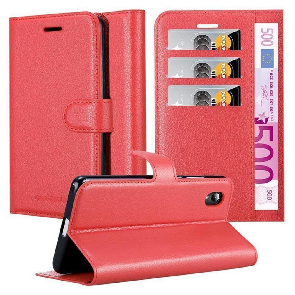 Custodia Libro Portafoglio Cadorabo Per ZTE Blade A3 2019 | Rossa Carminio | Con Slot Carte E Chiusura Magnetica
