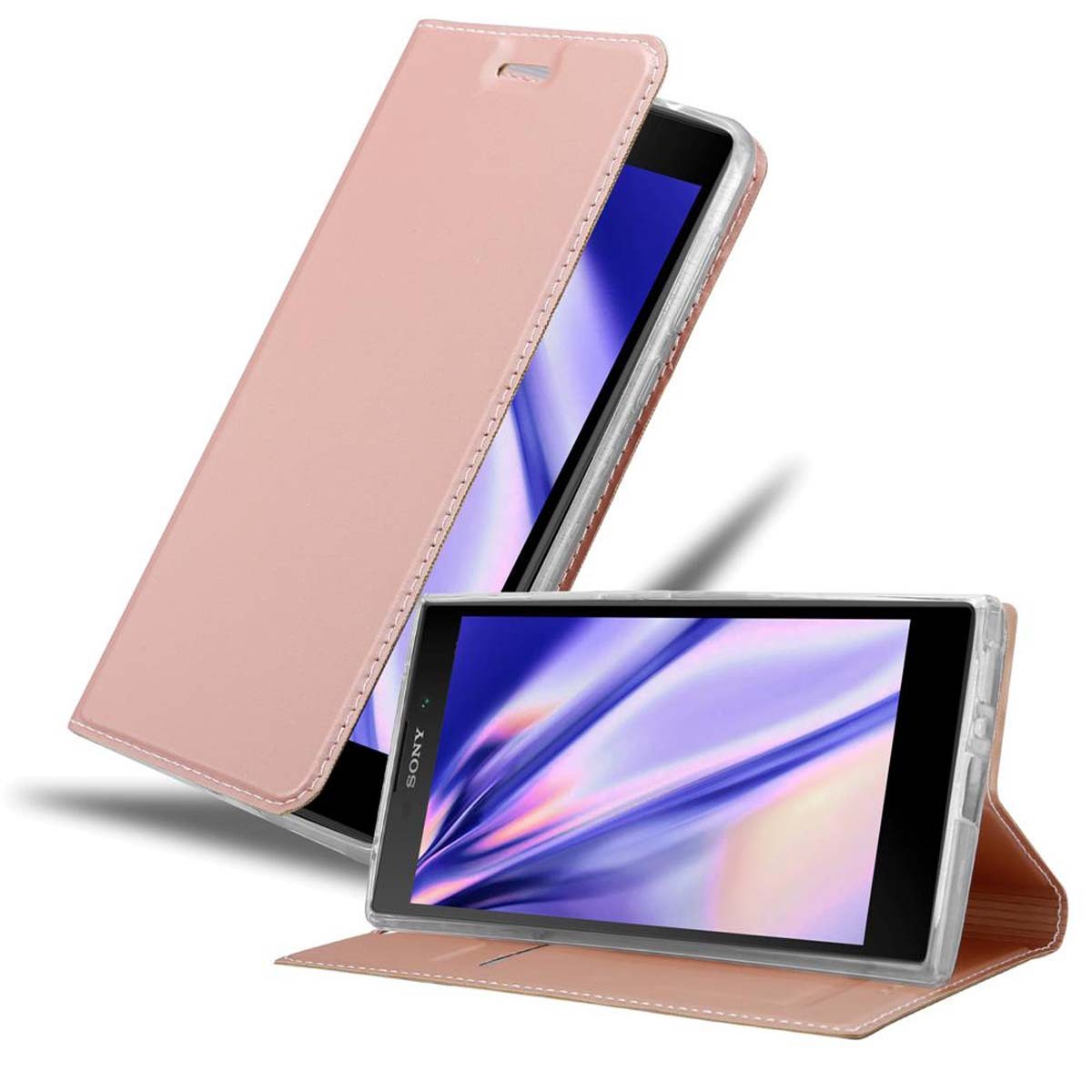 Custodia COODIO A Libro In Pelle Per Sony Xperia L2, Con Chiusura Magnetica, Portafoglio E Stand, Nero/rosso