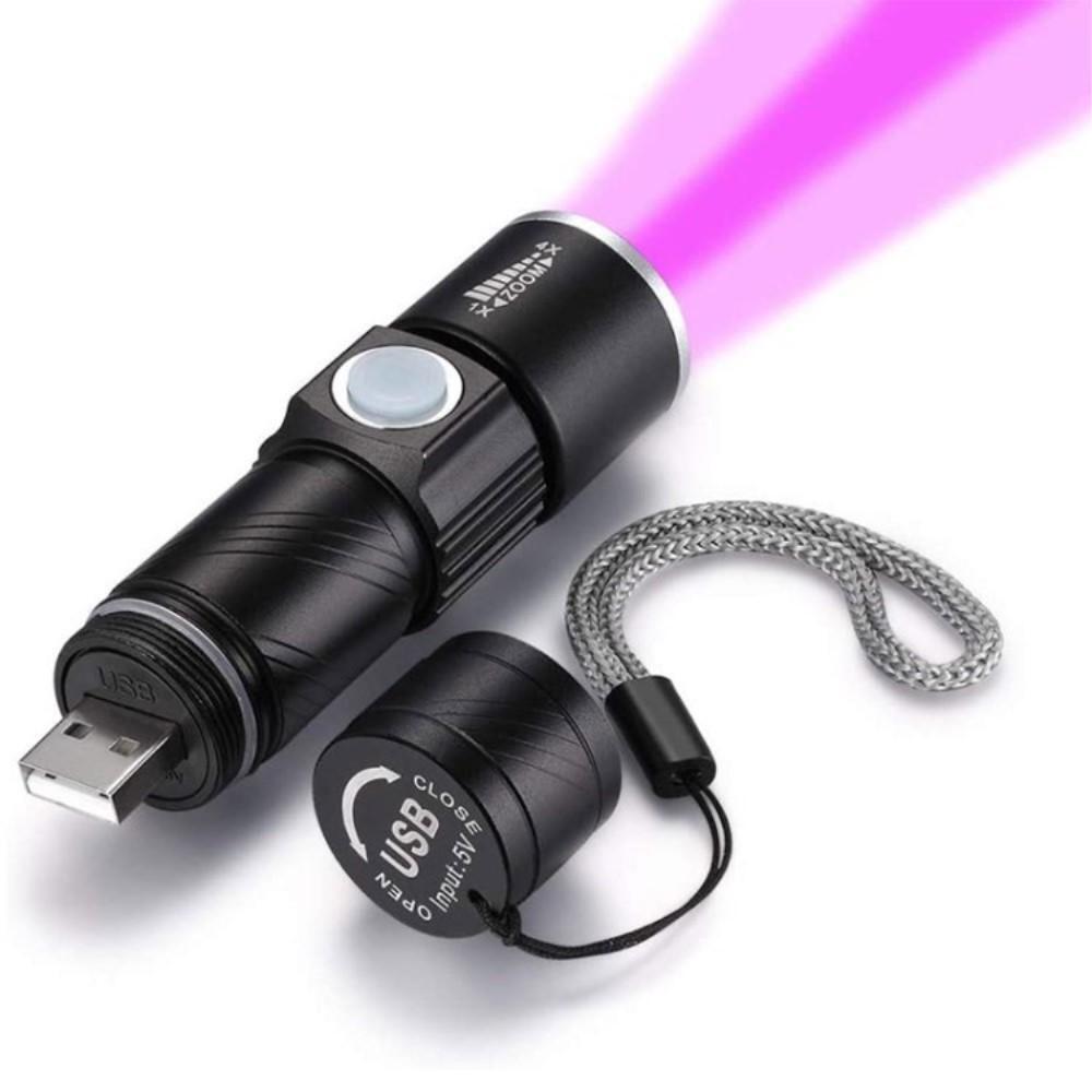 UV-taskulamppu USB ladattava 395nm LED-ultraviolettivalotunnistin ...