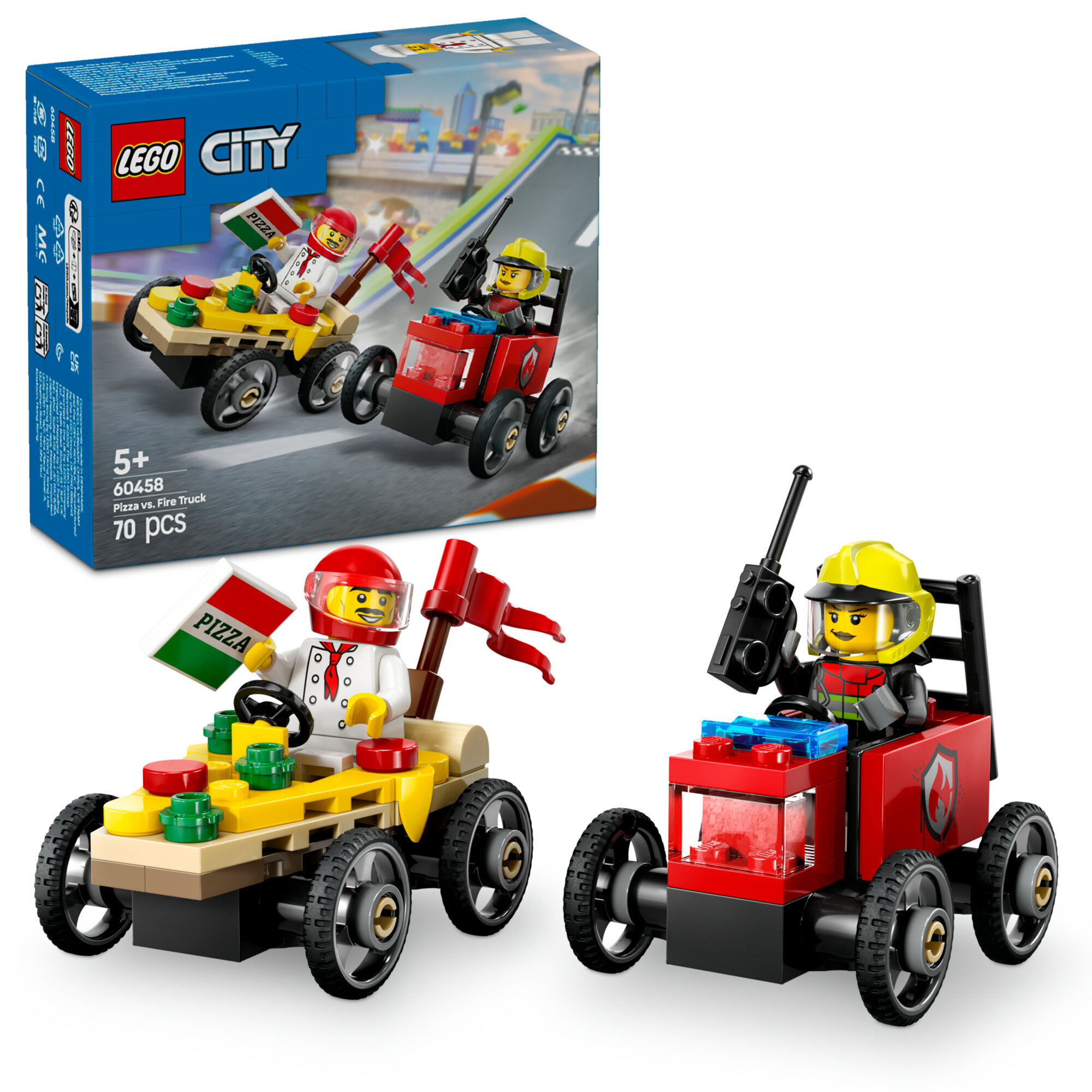 LEGO City Pizza-auto vastaan paloauto – kilpa-autopakkaus 60458 ...