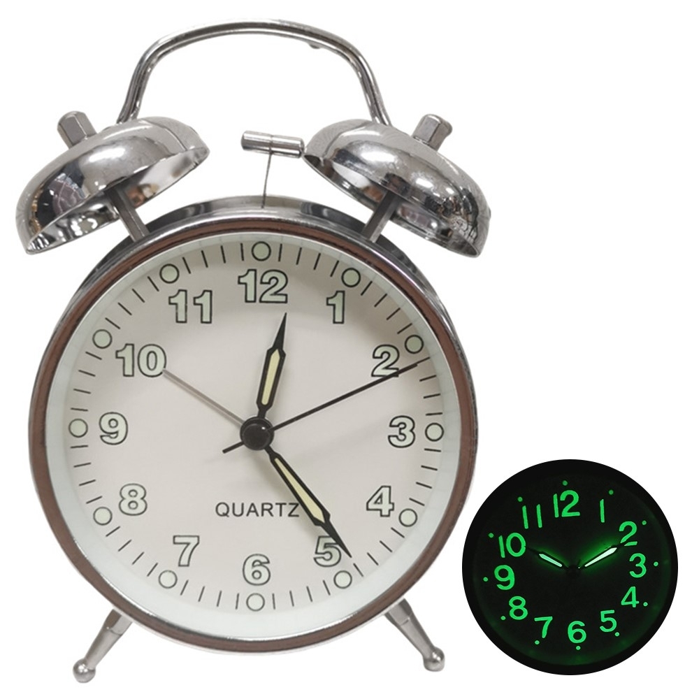 Retro Twin Bell Alarm Metal Shell Silent Clock med Lys | Elgiganten ...